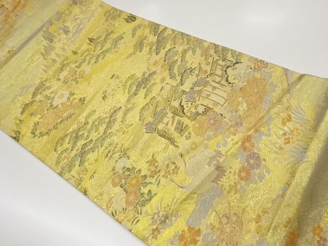 JAPANESE KIMONO / FUKURO OBI / WOVEN GOSHO CART & CRANE 
